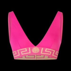 Pink Versace Greca Border Triangle Swim Top ONLY
